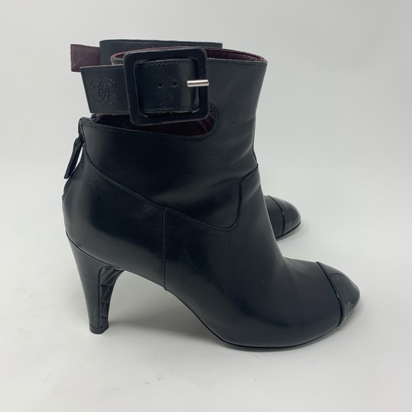 CHANEL Shoes - Chanel black leather ankle strap short booties